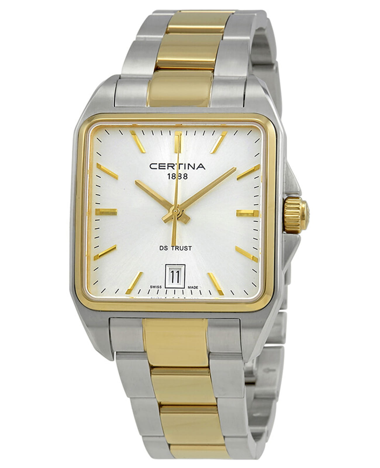 Certina Certina DS-1 C019.510.22.031.00 DS 1 C0195102203100 кварцевые мужские часы серебристый циферблат, браслет сталь c pvd покрытием — вид спереди