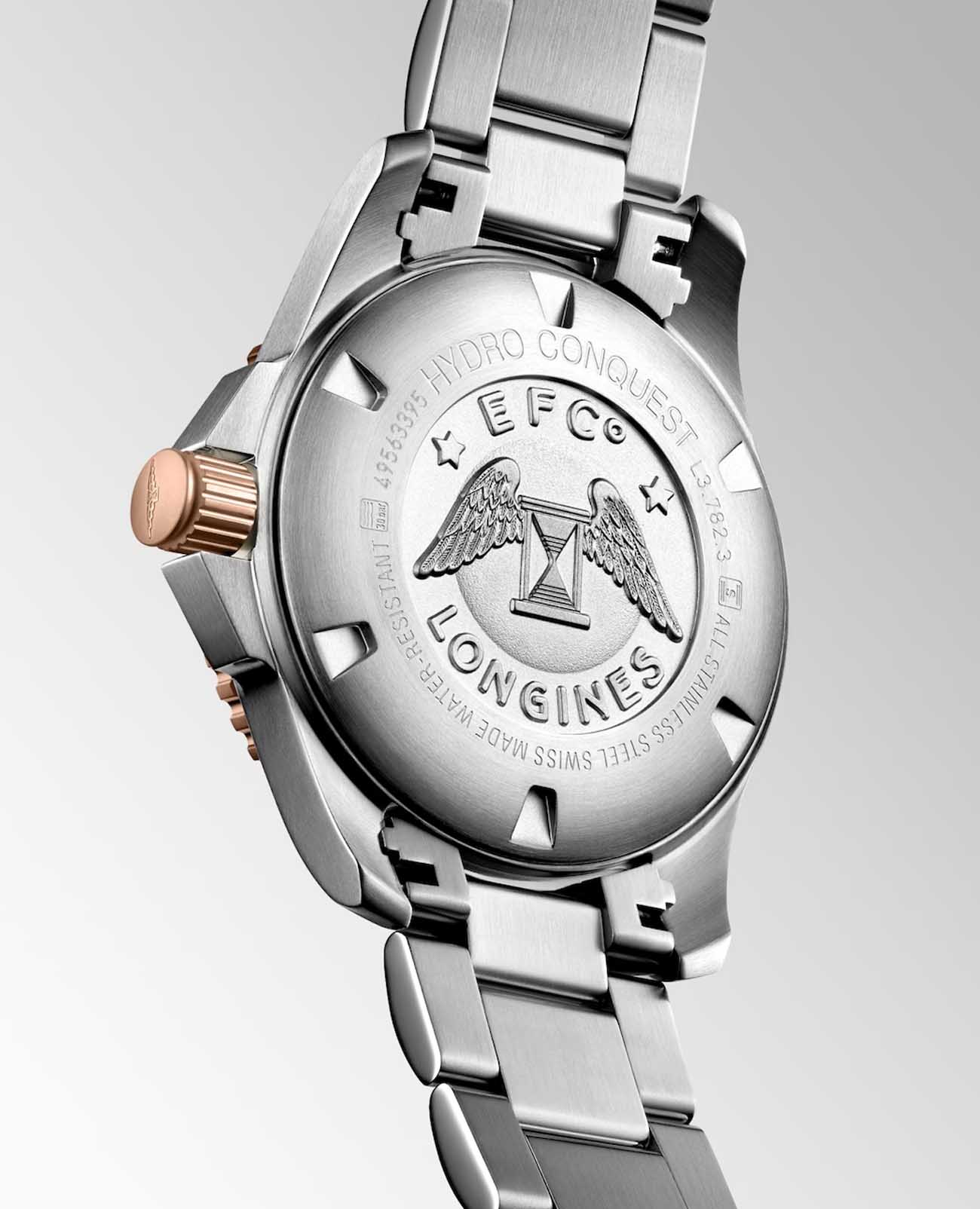 Longines Longines HydroConquest L3.782.3.58.7, hydroconquest швейцария мужские часы на браслете нержавеющая сталь с pvd-покрытием боковой вид