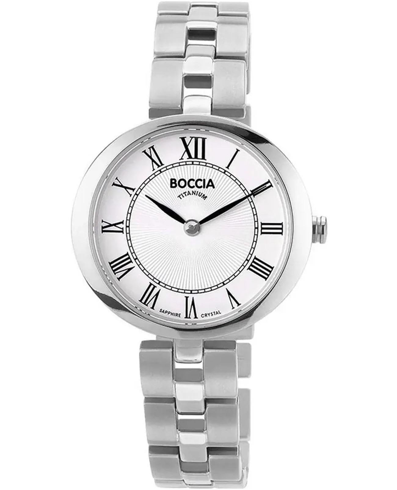 Boccia Titanium Boccia Titanium 3346-01  3346-01 кварцевые женские часы белый циферблат, браслет титановый — вид спереди