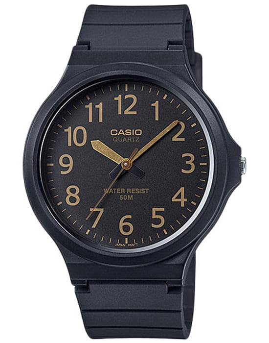 Casio Casio Collection MW-240-1B2VDF (MW-240-1B2)  MW-240-1B2 кварцевые мужские часы черный циферблат, браслет пластик — вид спереди