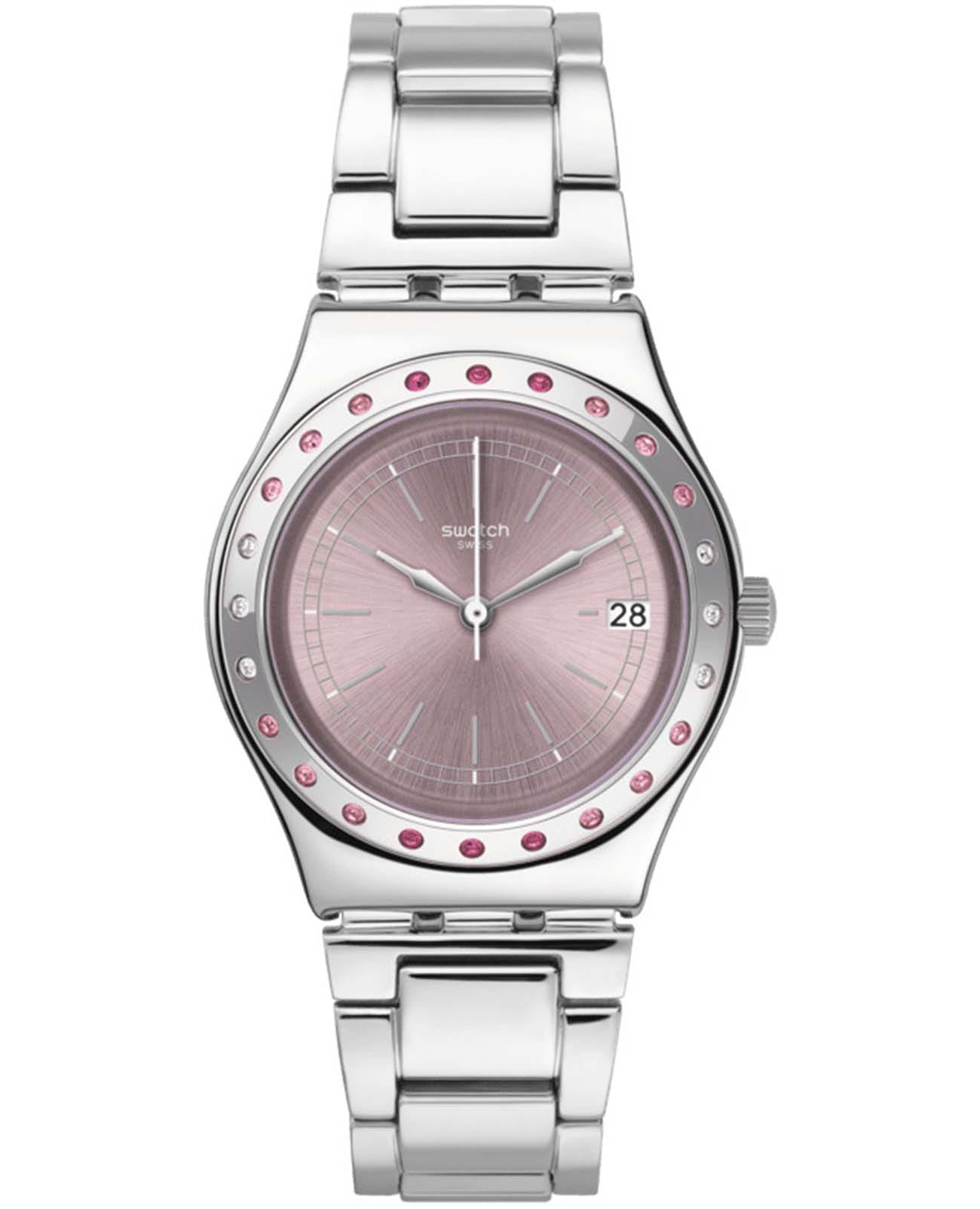 Swatch Swatch I Medium Standard YLS455G  YLS455G кварцевые женские часы розовый циферблат, браслет нержавеющая сталь — вид спереди