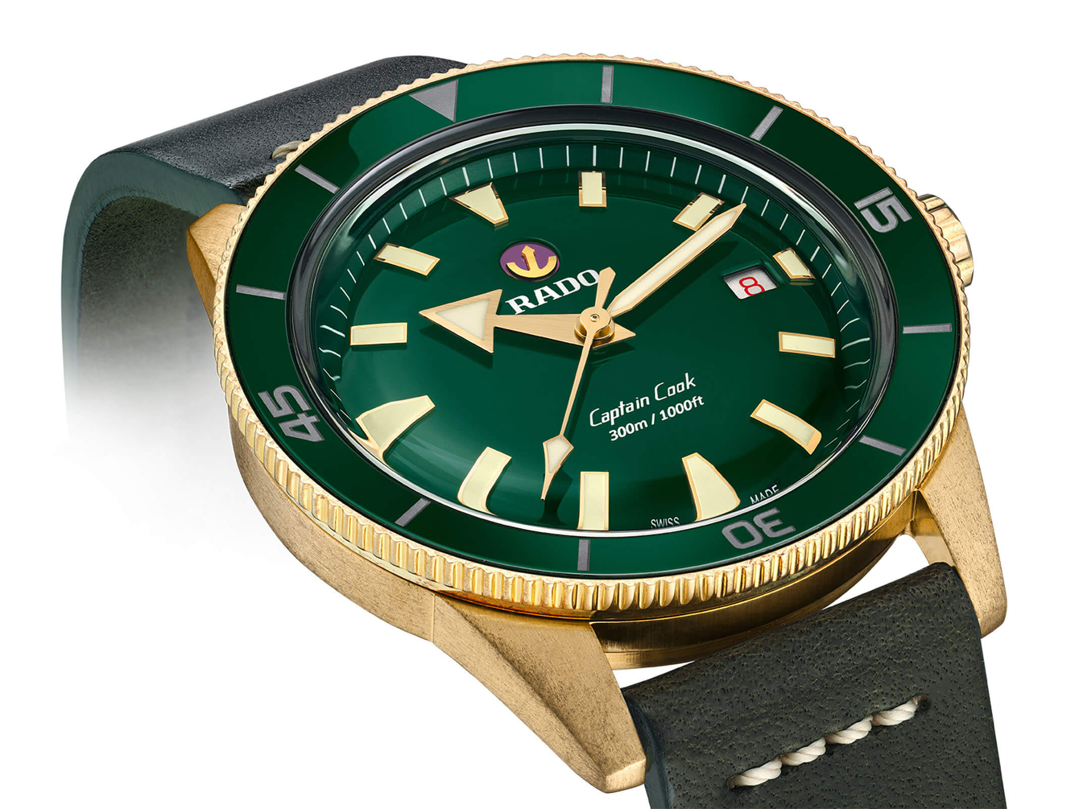 Оригинальные часы Rado Rado Captain Cook Automatic Bronze R32504315 механические калибр механизма eta c07.611 общий вид