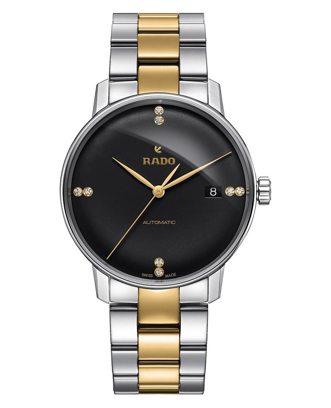 Rado Rado Coupole Classic R22860712 Classic R22860712 механические мужские часы черный циферблат, браслет сталь + ceramos™ — вид спереди