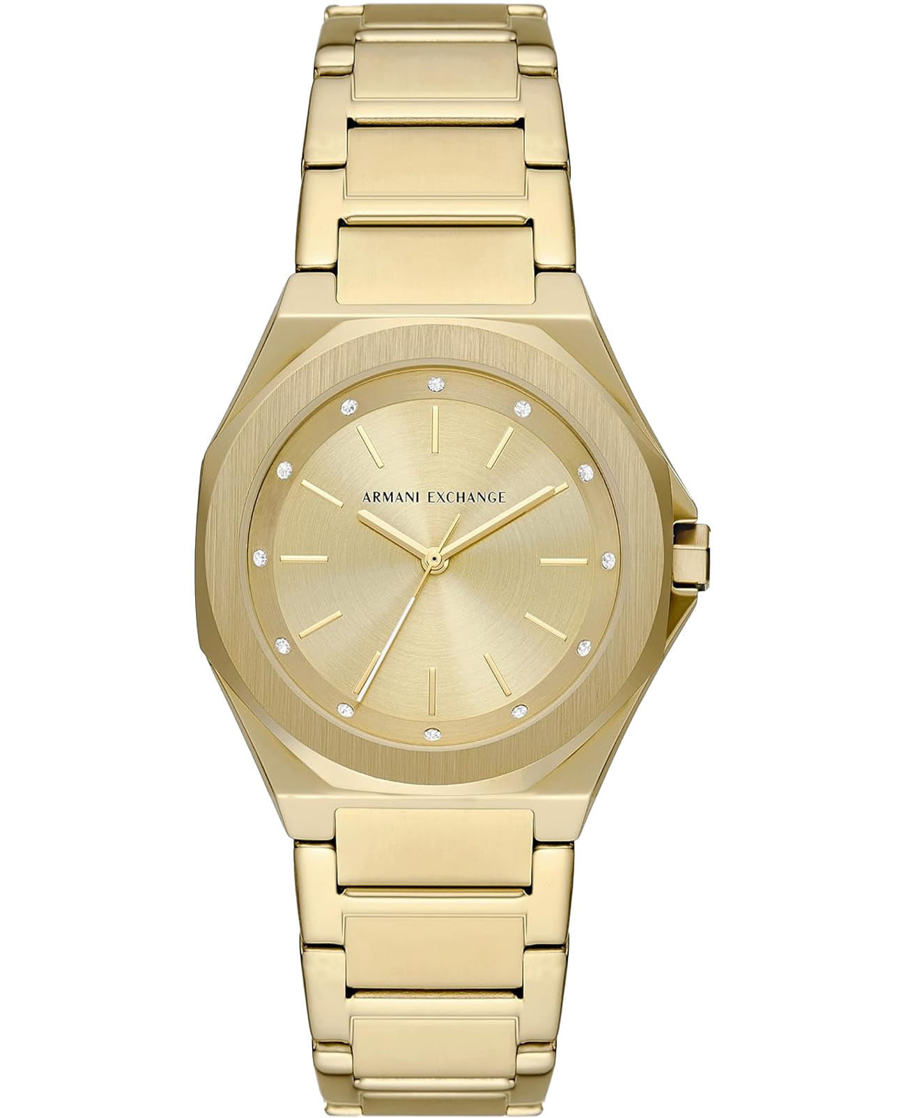 Armani Exchange Armani Exchange Andrea AX4608  AX4608 кварцевые женские часы золотой циферблат, браслет нержавеющая сталь с ip-покрытием — вид спереди