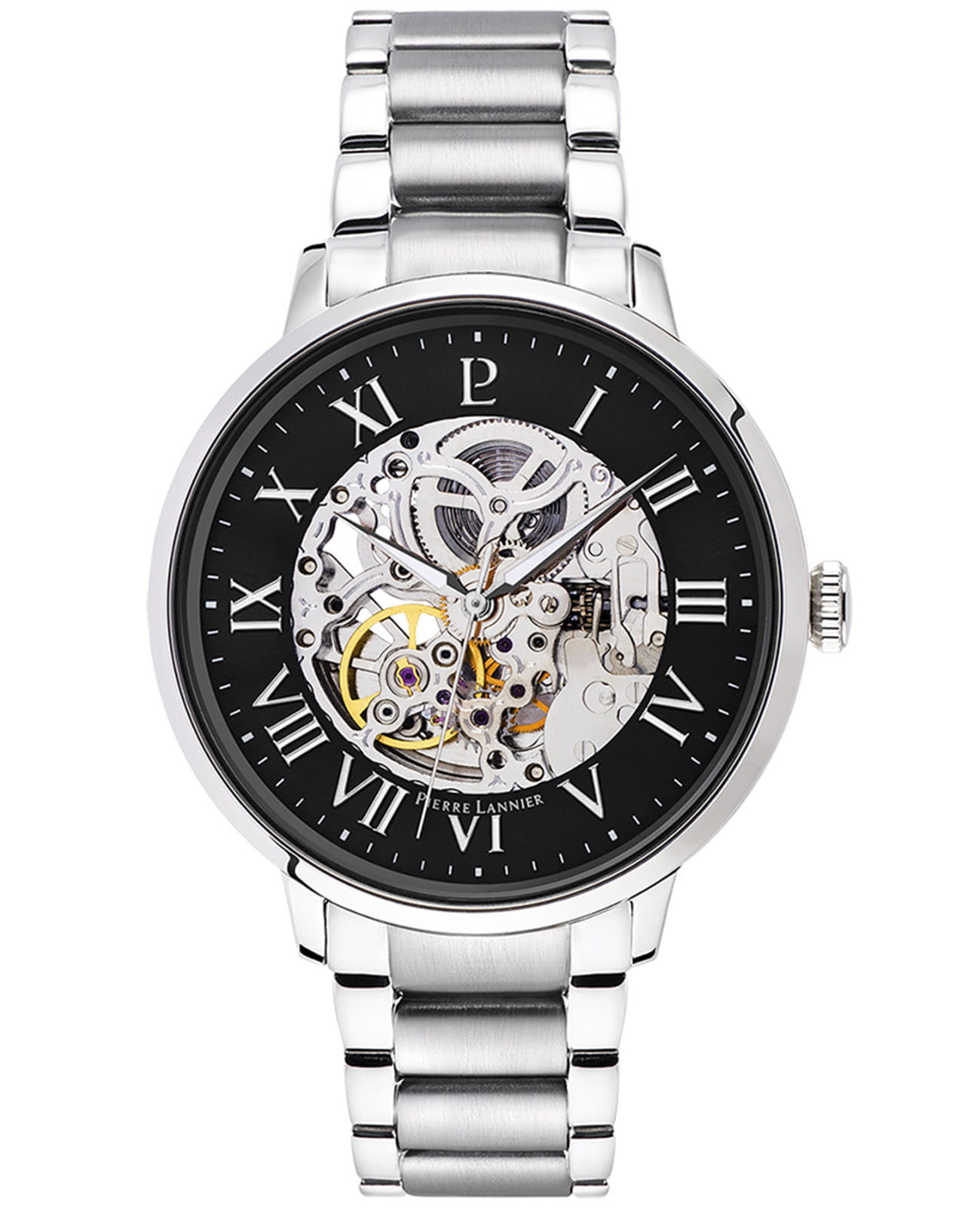 Pierre Lannier Pierre Lannier Automatic 317B131  317B131 механические мужские часы черный циферблат, браслет нержавеющая сталь — вид спереди