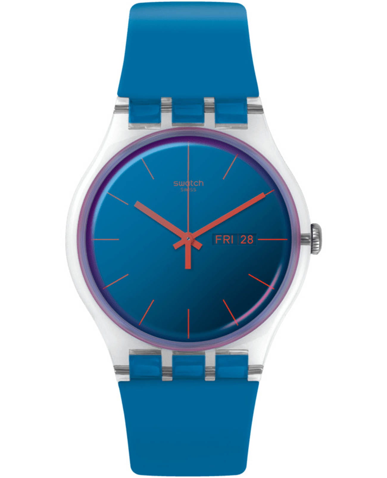 Swatch Swatch New Gent SUOK711  SUOK711 кварцевые женские часы синий циферблат, браслет силикон — вид спереди