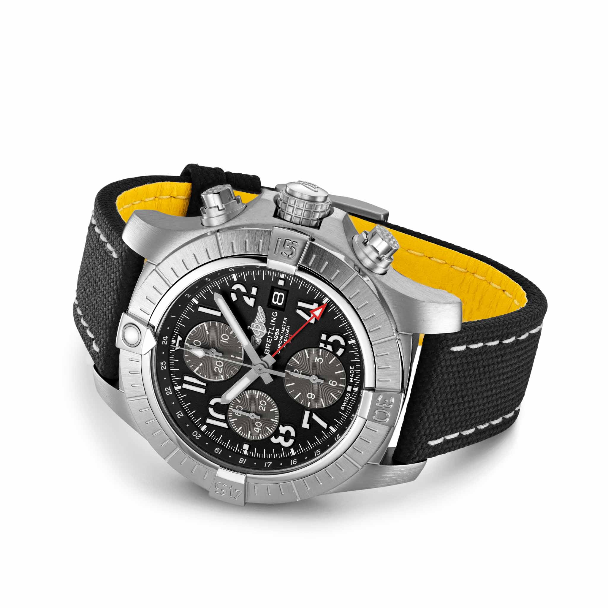 Breitling Breitling Avenger Chronograph GMT 45 A24315101B1X1, avenger швейцария мужские часы на браслете кожаный боковой вид