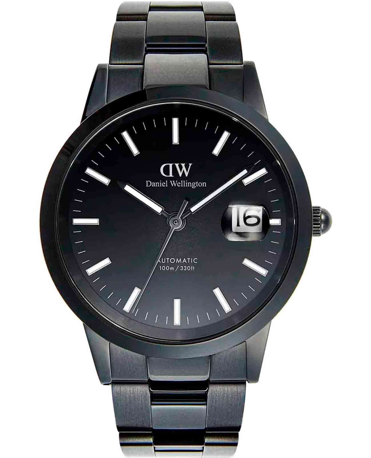 Daniel Wellington Daniel Wellington Iconic Automatic DW00100753  DW00100753 механические мужские часы черный циферблат, браслет нержавеющая сталь — вид спереди