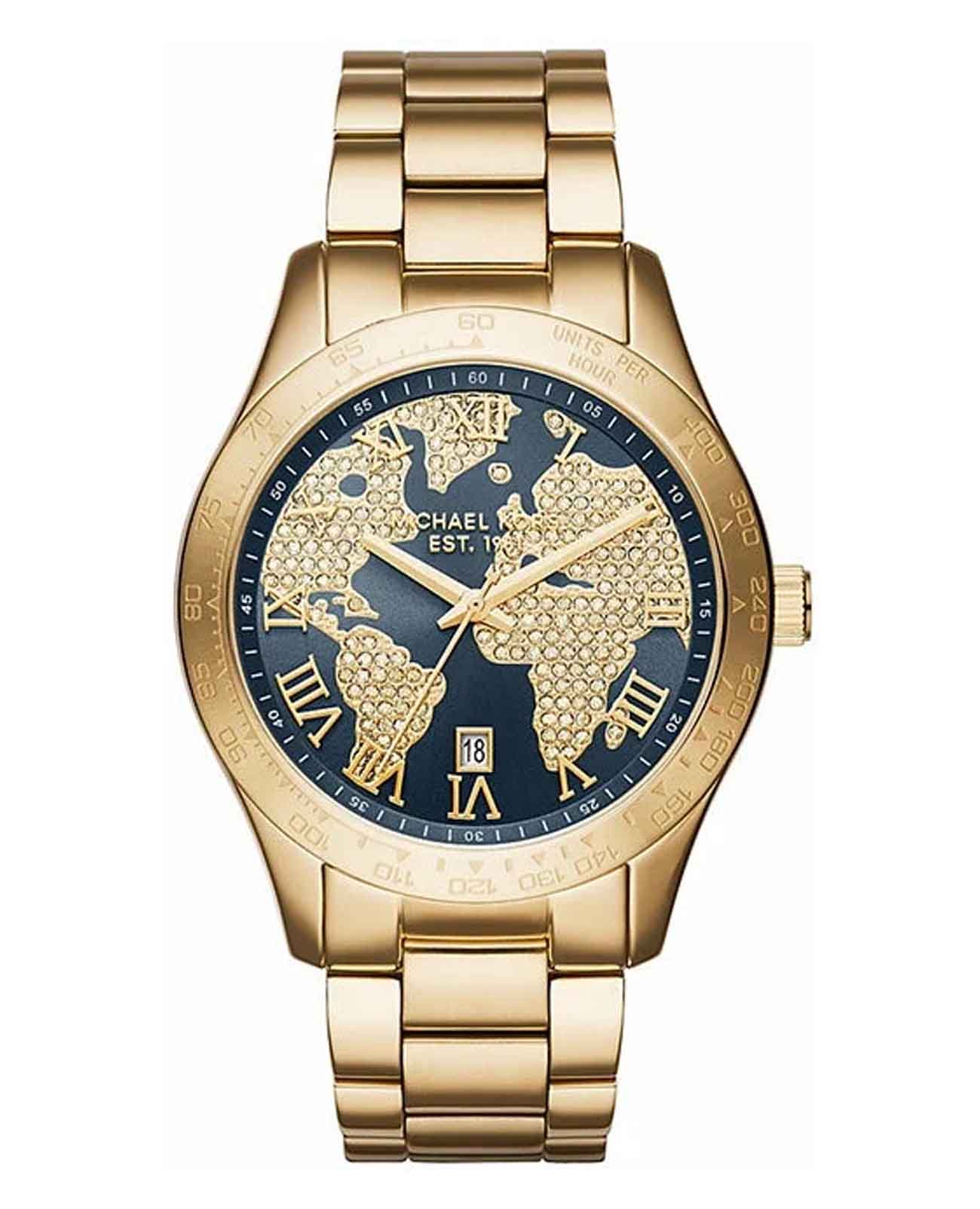 Michael Kors Michael Kors Bradshaw MK6243  MK6243 кварцевые женские часы бирюзовый циферблат, браслет нержавеющая сталь с pvd-покрытием — вид спереди