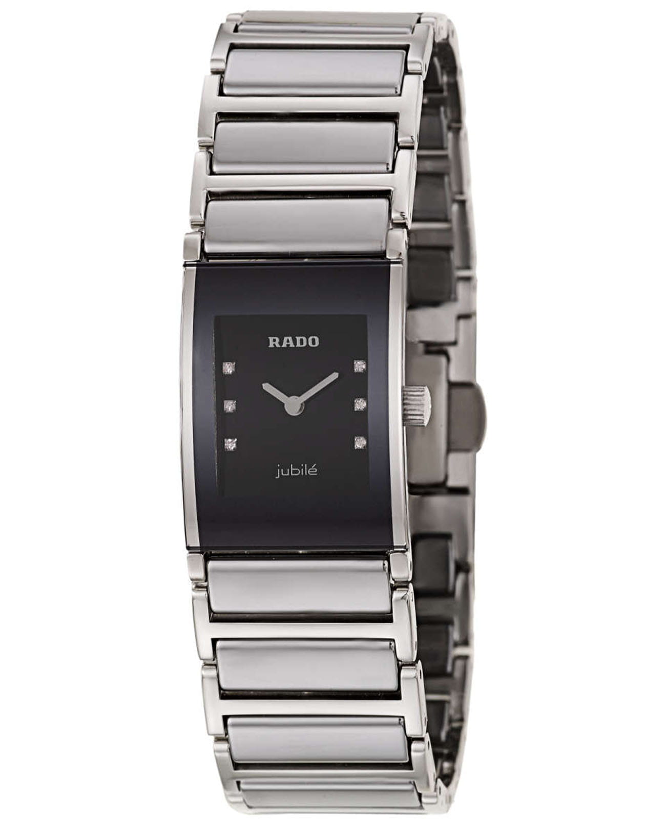 Rado Rado Integral R20786759  R20786759 кварцевые женские часы черный циферблат, браслет сталь + керамические вставки — вид спереди