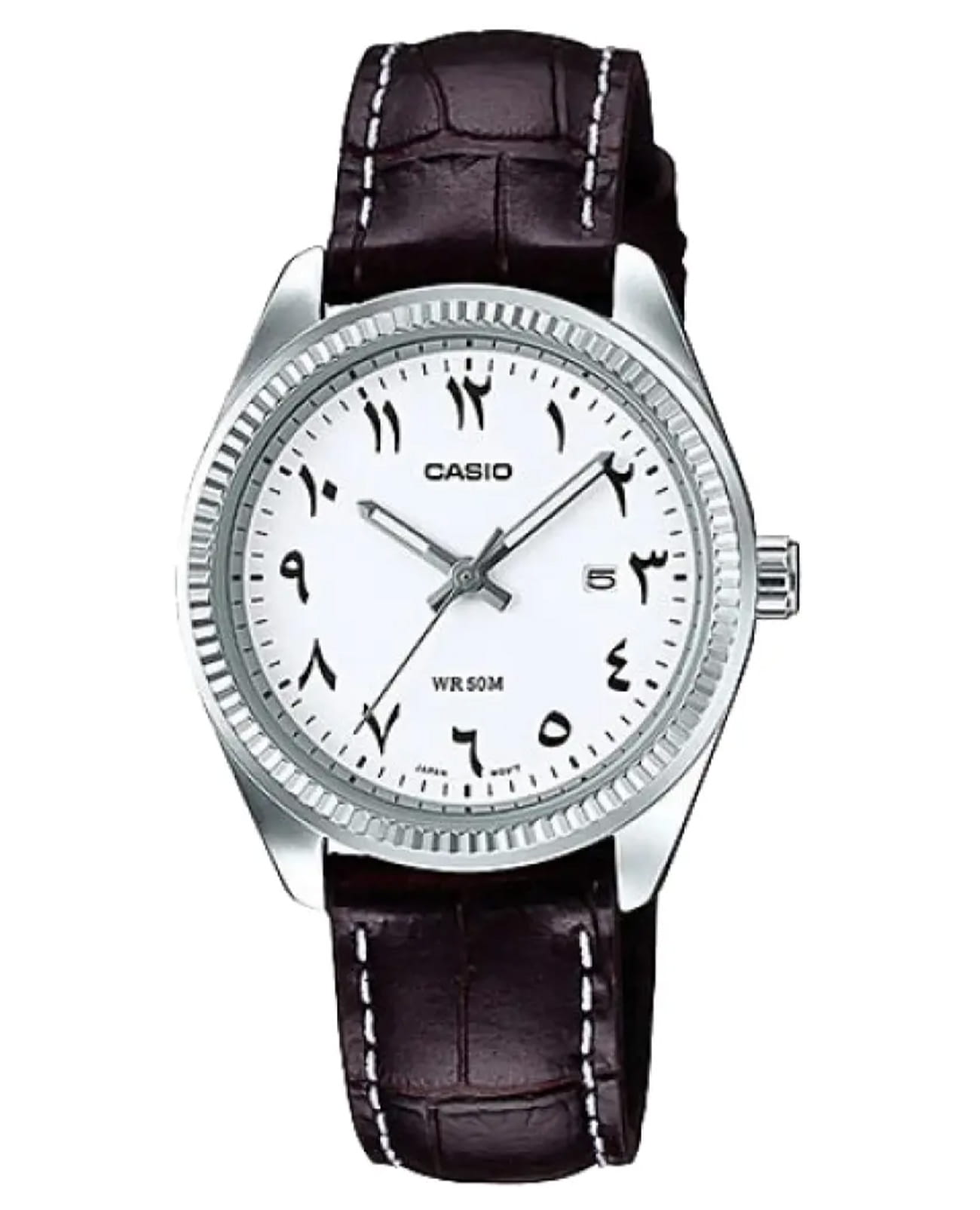 Casio Casio Collection LTP-1302L-7B3  LTP-1302L-7B3 кварцевые женские часы белый циферблат, браслет кожаный — вид спереди