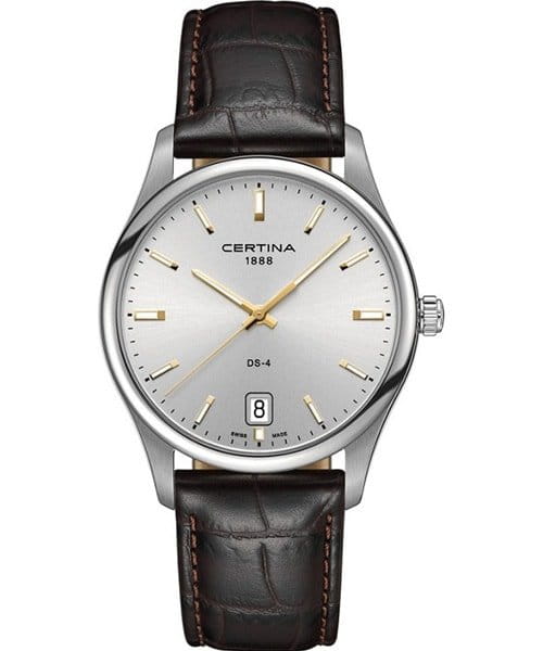 Certina Certina C022.610.16.031.01  C0226101603101 кварцевые мужские часы серебристый циферблат, браслет кожаный — вид спереди