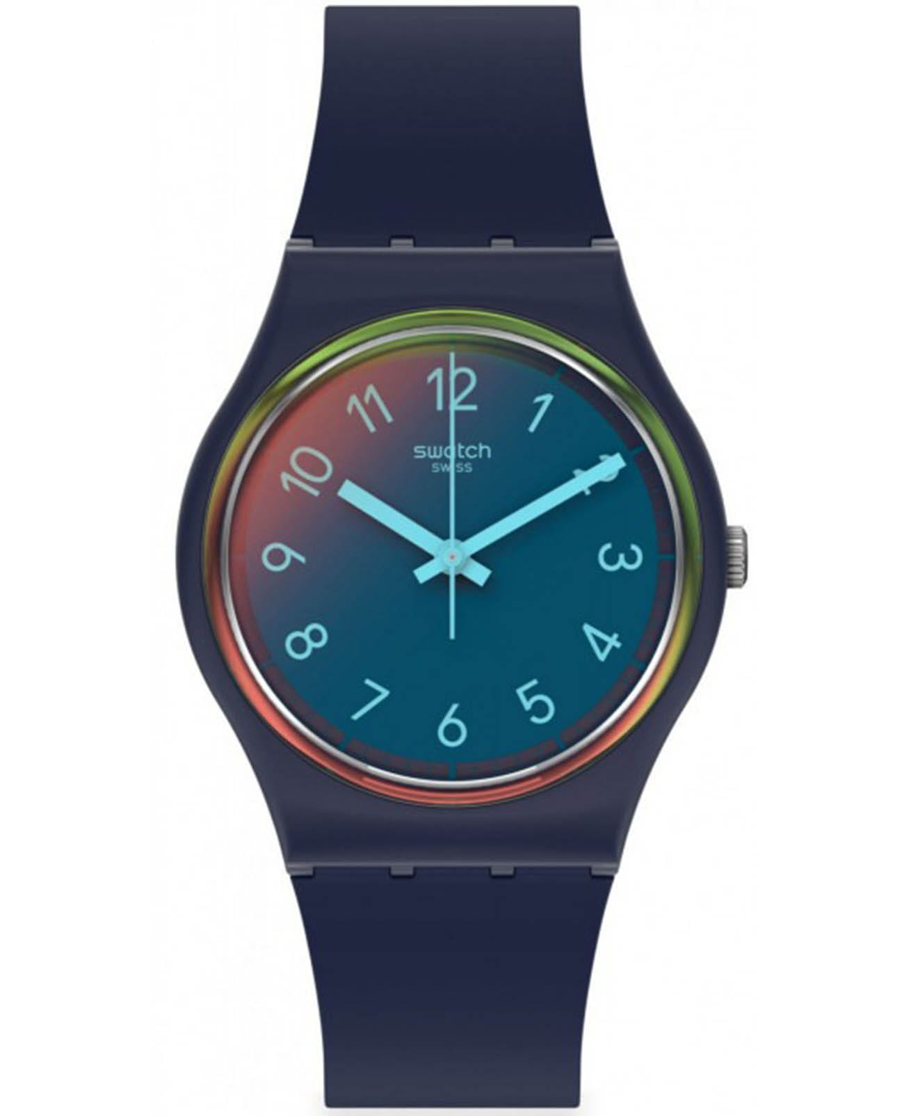 Swatch Swatch Gent Standard GN274  GN274 кварцевые мужские часы синий циферблат, браслет силикон — вид спереди