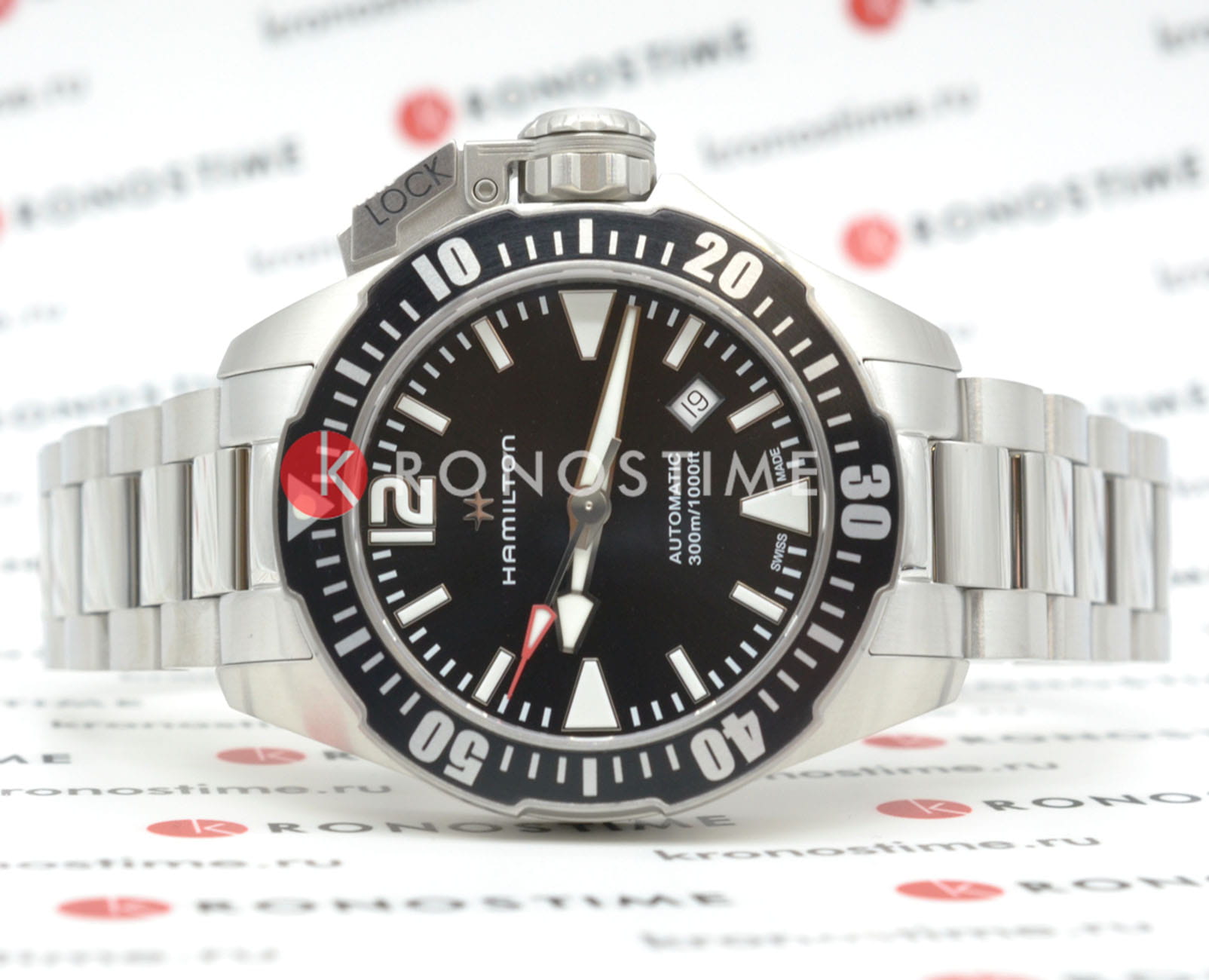 Hamilton Hamilton Khaki Navy Frogman H77605135 , наручные мужские часы фото под углом