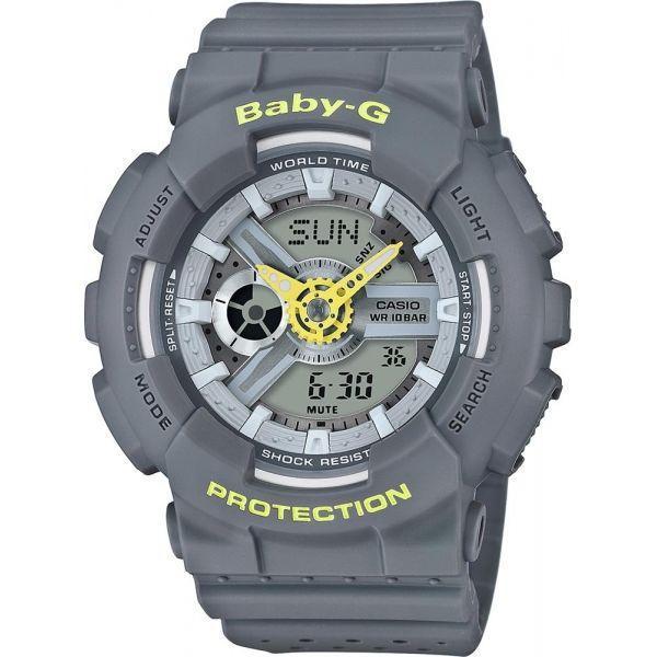 Casio Casio Baby-G BA-110PP-8A  BA-110PP-8A кварцевые женские часы серый циферблат, браслет пластик — вид спереди