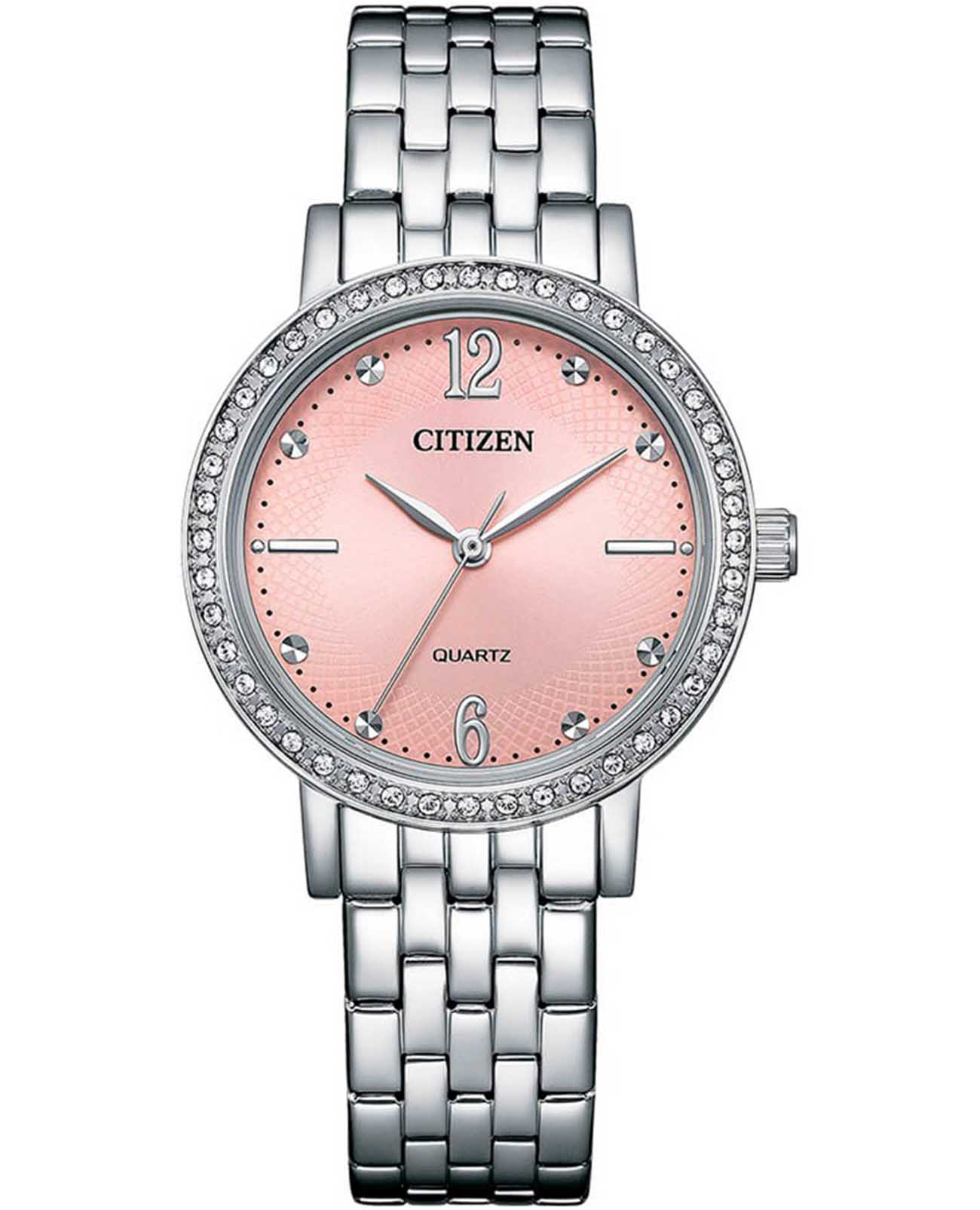 Citizen Citizen Elegance EL3100-55W  EL3100-55W кварцевые женские часы розовый циферблат, браслет нержавеющая сталь — вид спереди