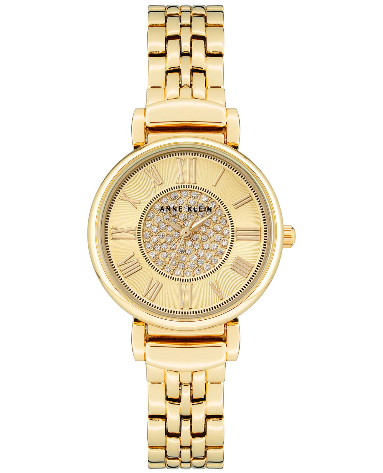 Anne Klein Anne Klein 3872CHGB  3872CHGB кварцевые женские часы золотой циферблат, браслет сталь c pvd покрытием — вид спереди