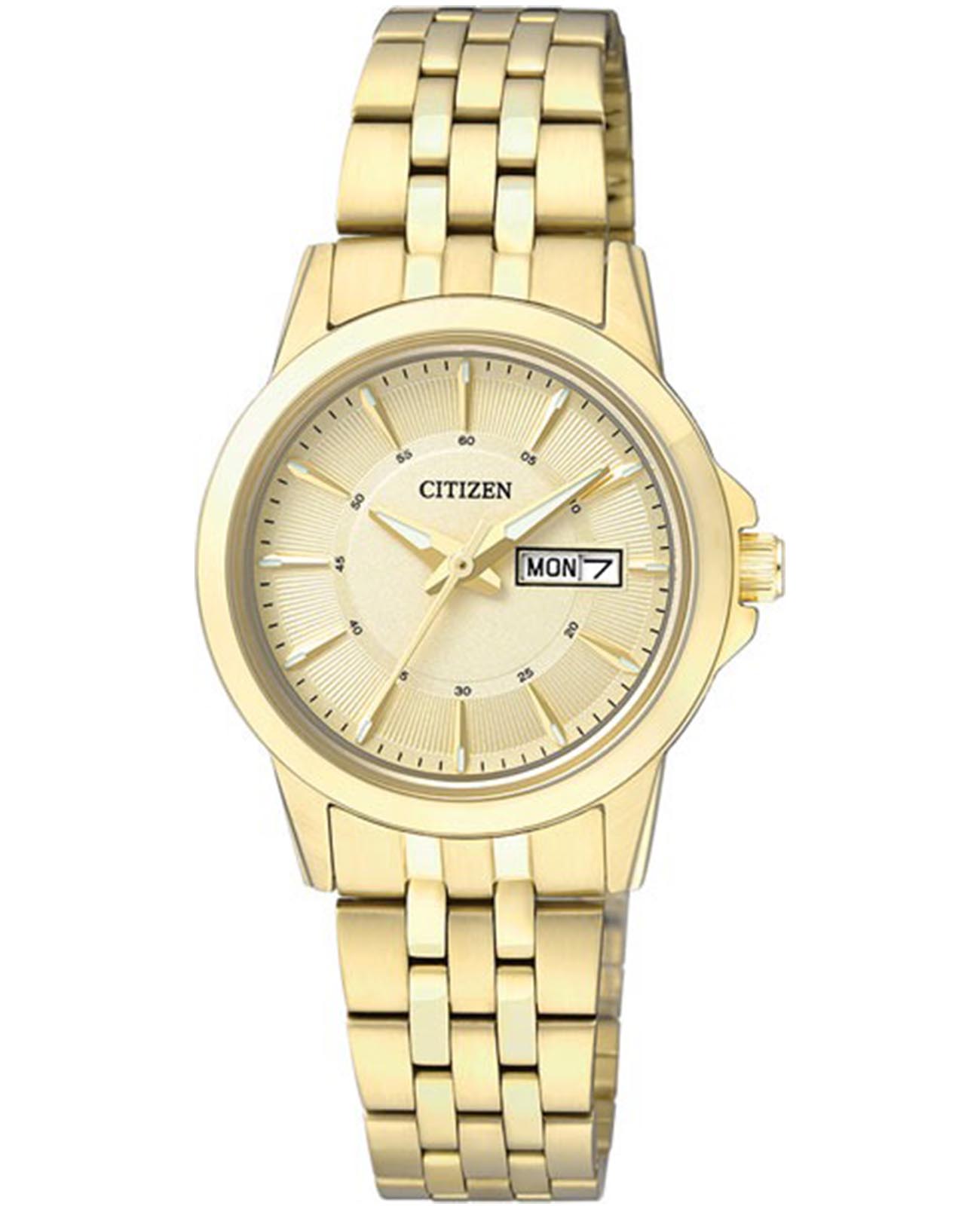 Citizen Citizen EQ0603-59P  EQ0603-59P кварцевые женские часы шампань циферблат, браслет нержавеющая сталь с ip-покрытием — вид спереди