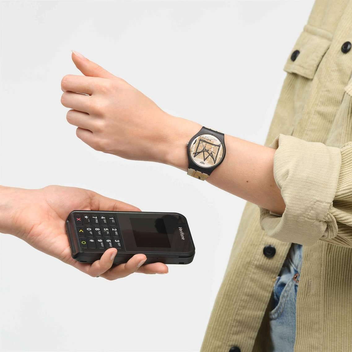 Swatch Swatch New Gent Swatch Pay! SVIZ104-5300 кварцевые женские часы часы крупный план бежевый циферблата