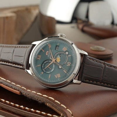 Orient Orient Sun & Moon RA-AK0805E (RN-AK0805E) мужские часы зеленый циферблат на запястье