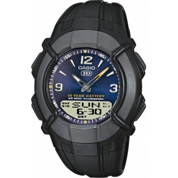 Casio Casio Illuminator HDC-600-2B  HDC-600-2B кварцевые мужские часы синий циферблат, браслет пластик — вид спереди