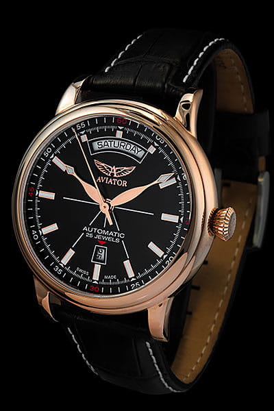 Aviator Aviator Douglas Day-Date V.3.20.2.146.4, douglas day date швейцария мужские часы на браслете кожаный боковой вид