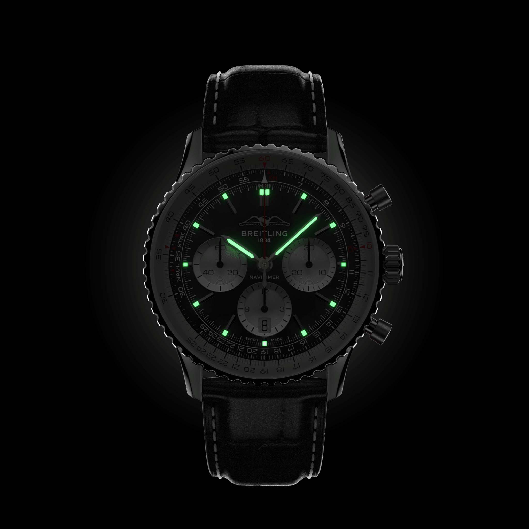 Breitling Breitling Navitimer B01 Chronograph 43 AB0138211B1P1, navitimer швейцария мужские часы на браслете кожаный боковой вид