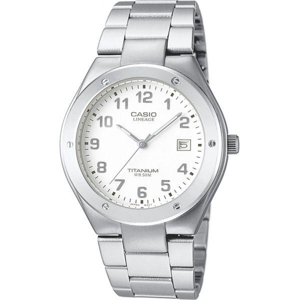 Casio Casio LIN-164-7A  LIN-164-7A кварцевые мужские часы белый циферблат, браслет  — вид спереди