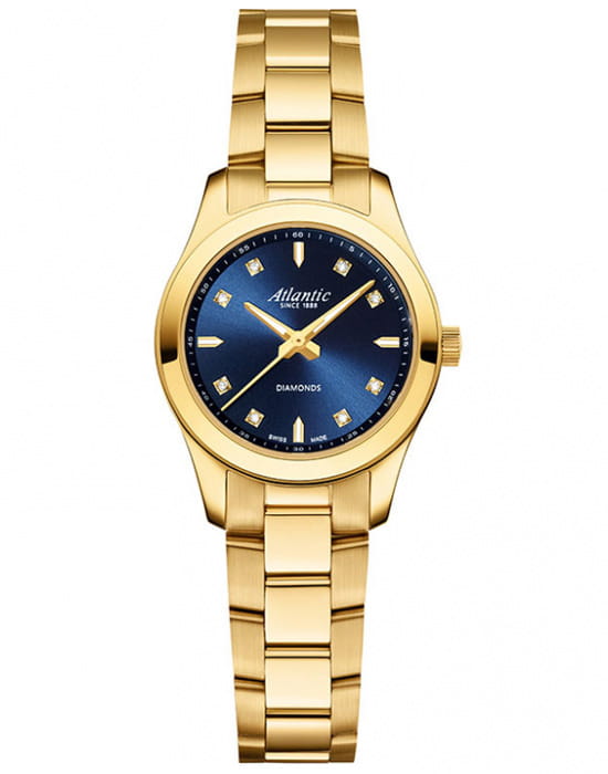 Atlantic Atlantic Seapair Ladies 20335.45.57  20335.45.57 кварцевые женские часы синий циферблат, браслет нержавеющая сталь с pvd-покрытием — вид спереди