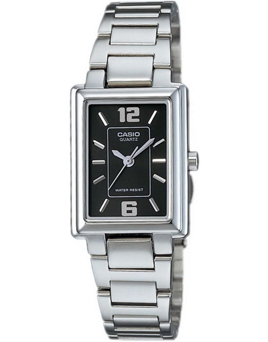 Casio Casio Collection LTP-1238D-1A  LTP-1238D-1A кварцевые женские часы черный циферблат, браслет нержавеющая сталь — вид спереди