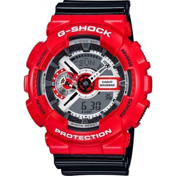 Casio Casio G-Shock GA-110RD-4A GA-110 GA-110RD-4A электронные мужские часы серый циферблат, браслет пластик — вид спереди