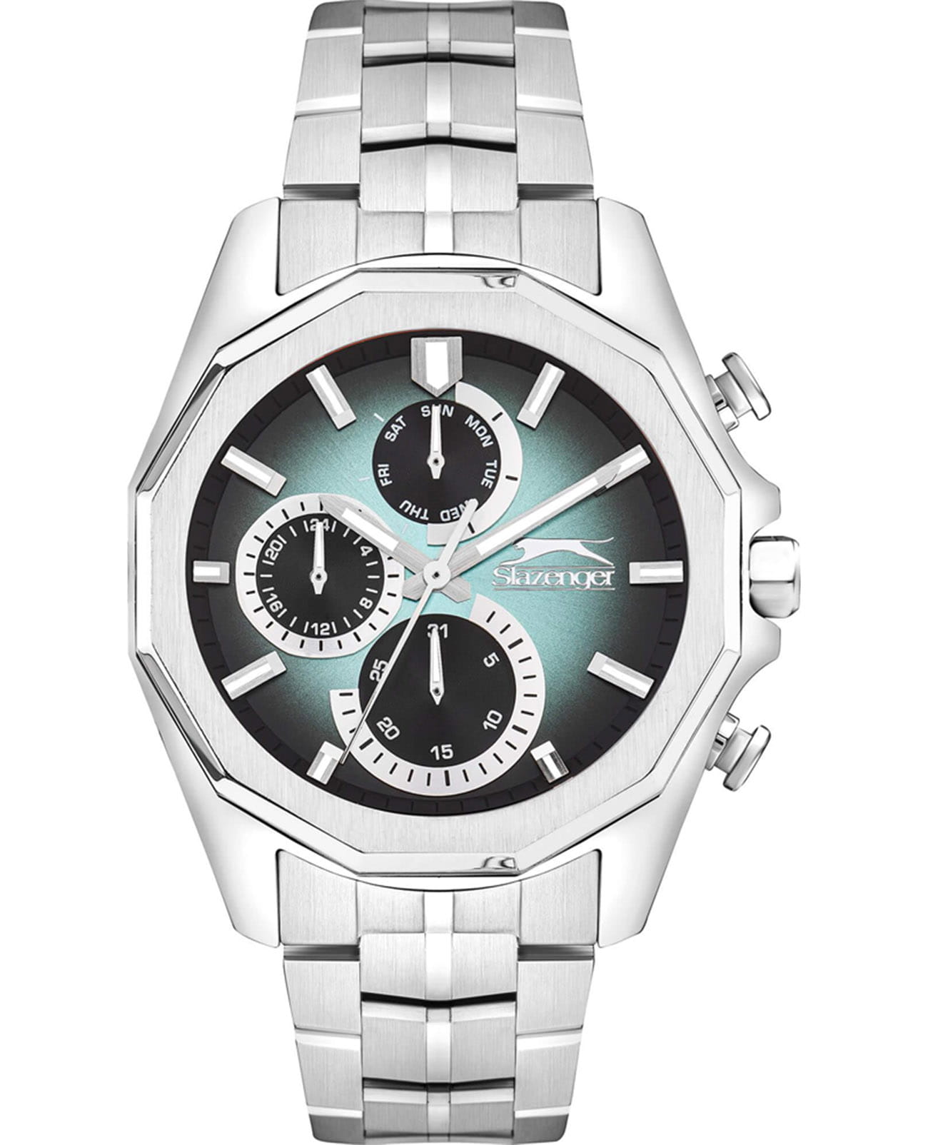 Slazenger Slazenger SL.09.2312.2.06  SL.09.2312.2.06 кварцевые мужские часы голубой циферблат, браслет суперметалл — вид спереди