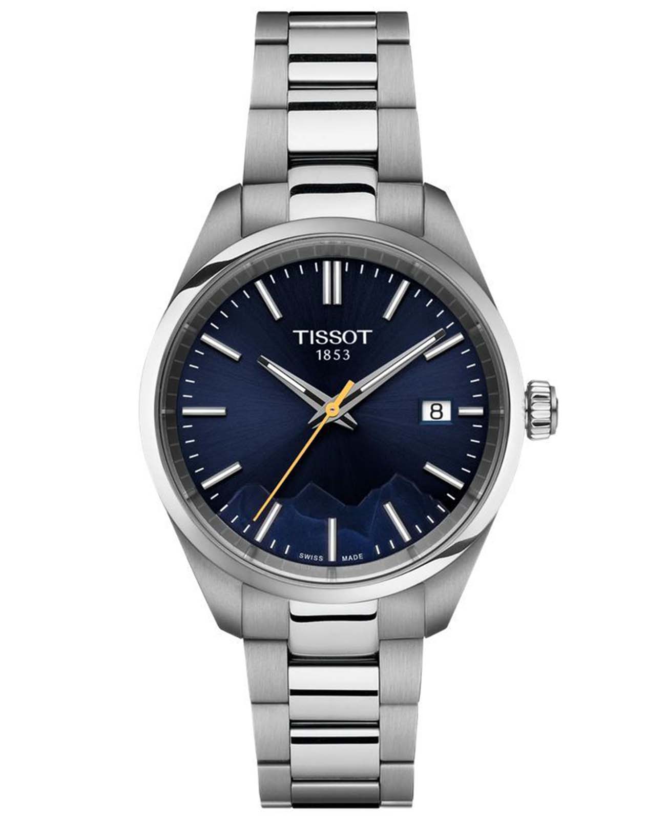 Tissot Tissot PR 100 Jungfraubahn Quartz 34mm T150.210.11.041.01 PR 100 T1502101104101 кварцевые мужские часы синий циферблат, браслет нержавеющая сталь — вид спереди