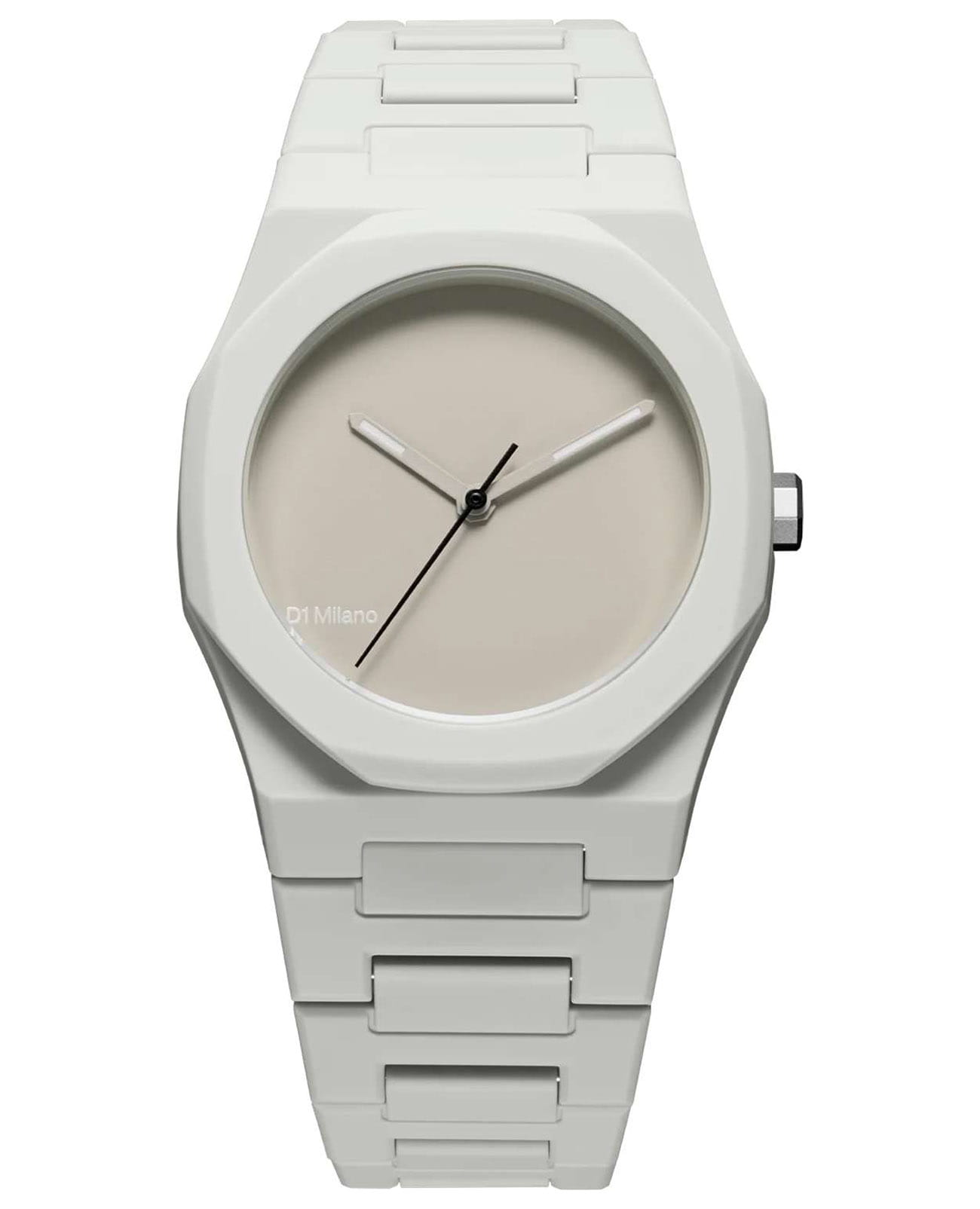 D1 Milano D1 Milano Polycarbon PCBU08  PCBU08 кварцевые мужские часы белый циферблат, браслет пластик — вид спереди