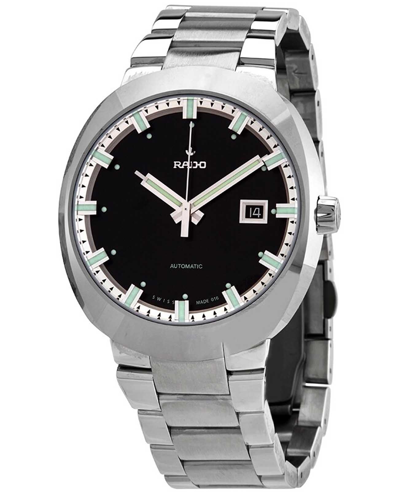 Rado Rado D-Star R15938163 Automatic R15938163 механические мужские часы черный циферблат, браслет нержавеющая сталь — вид спереди