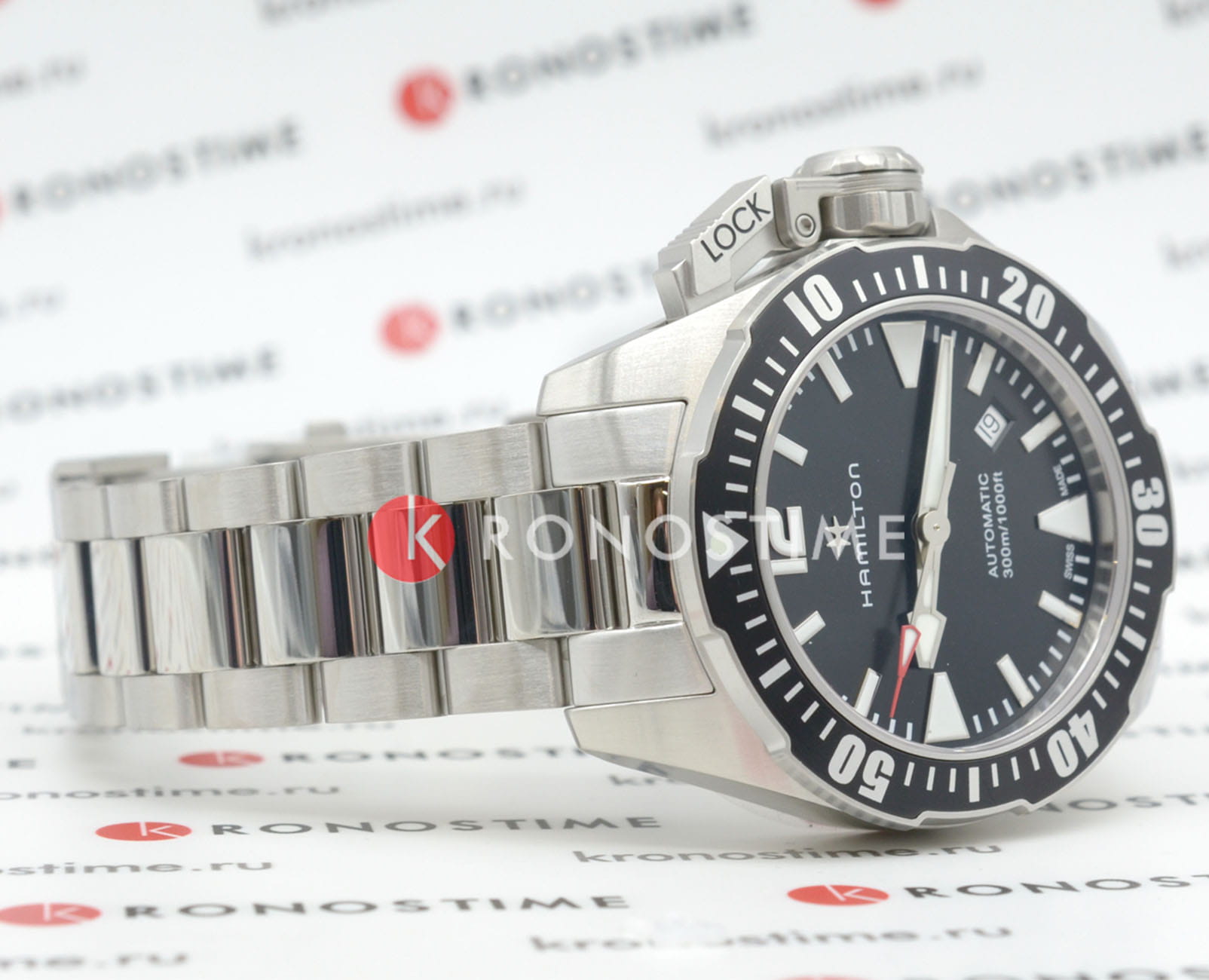 Оригинальные часы Hamilton Hamilton Khaki Navy Frogman H77605135 механические калибр механизма h-10 общий вид