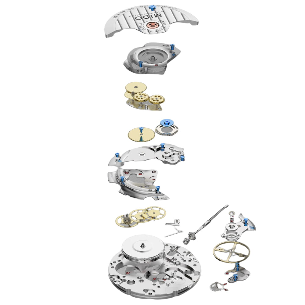 Оригинальные часы Mido Mido Baroncelli Signature M037.207.36.031.01 механические калибр механизма eta 2671 общий вид