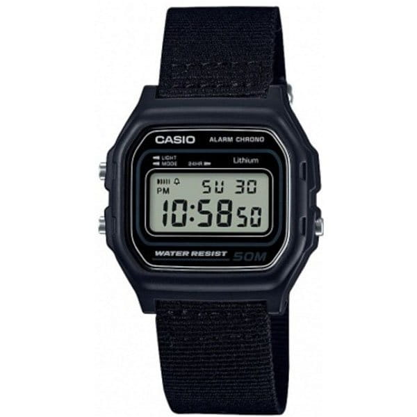 Casio Casio Illuminator W-59B-1A  W-59B-1A кварцевые мужские часы серый циферблат, браслет нейлон — вид спереди