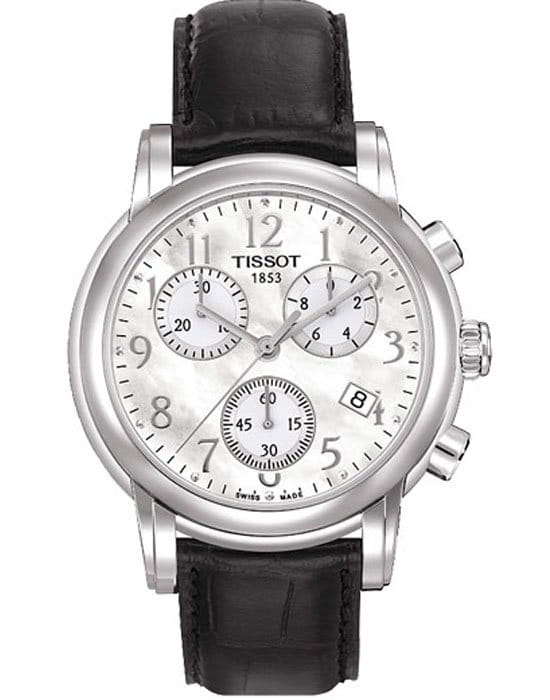 Tissot Tissot Dressport T050.217.16.112.00 Dressport T0502171611200 кварцевые женские часы перламутровый циферблат, браслет кожаный — вид спереди