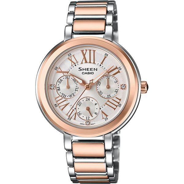 Casio Casio Sheen SHE-3034SPG-7A  SHE-3034SPG-7A кварцевые женские часы серый циферблат, браслет  — вид спереди