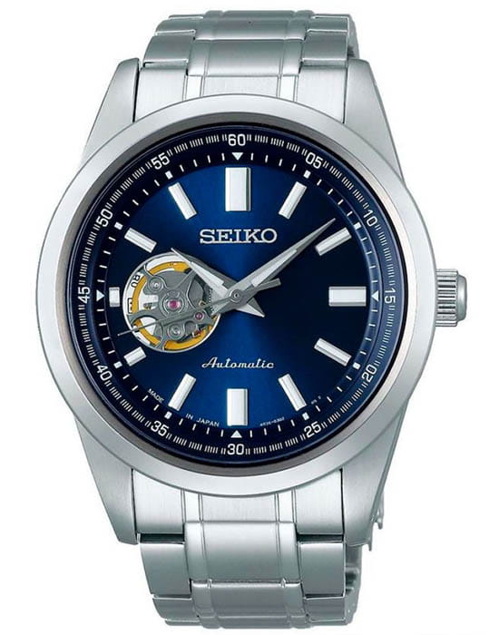 Seiko Seiko Conceptual Series Dress SCVE051  SCVE051 механические мужские часы синий циферблат, браслет нержавеющая сталь — вид спереди