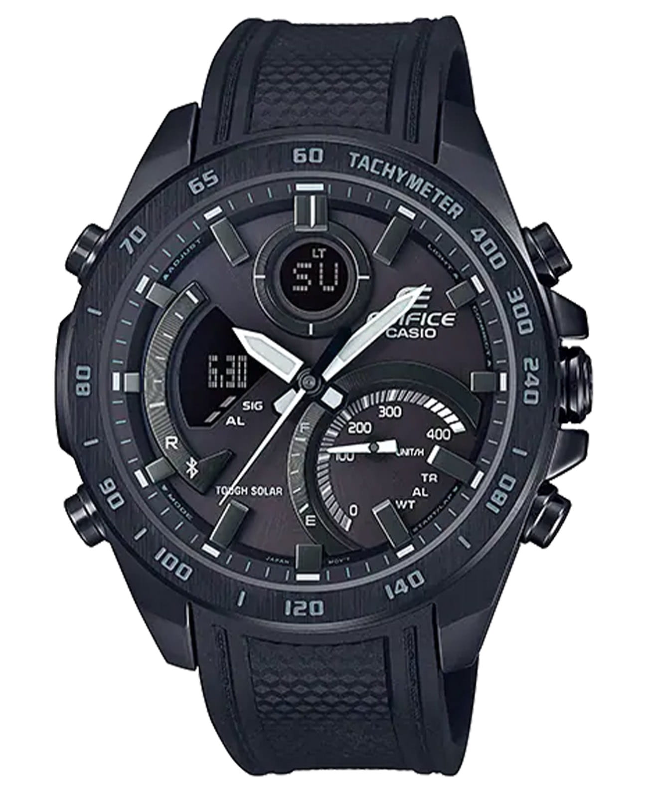 Casio Casio Edifice ECB-900PB-1ADR (ECB-900PB-1A) ECB ECB-900PB-1A кварцевые мужские часы черный циферблат, браслет силикон — вид спереди
