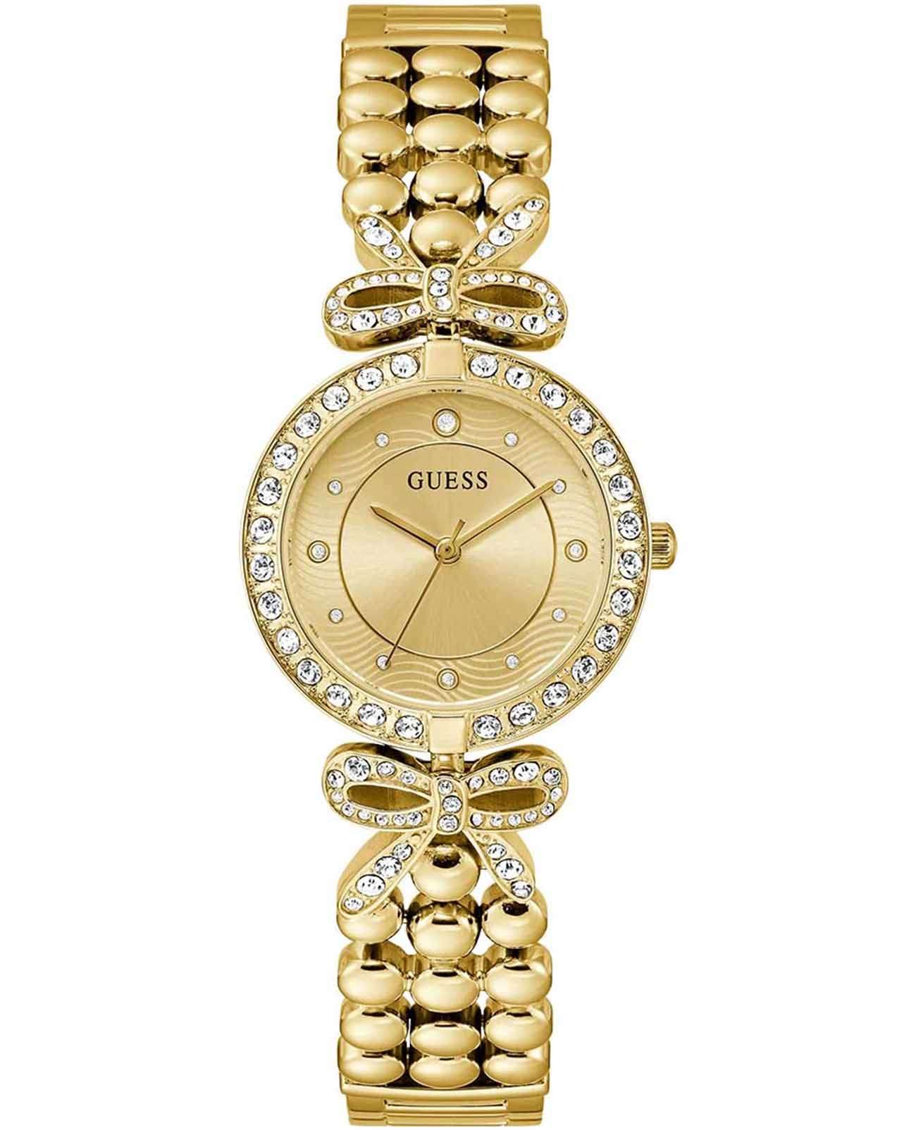 Guess Guess Bejeweled GW0838L2  GW0838L2 кварцевые женские часы золотой циферблат, браслет нержавеющая сталь с ip-покрытием — вид спереди