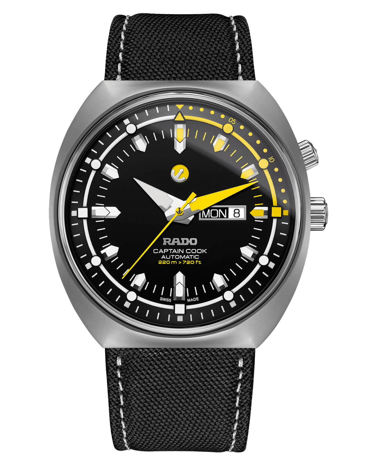 Rado Rado Captain Cook MKIII R33030176 Automatic R33030176 механические мужские часы черный циферблат, браслет тканевый — вид спереди