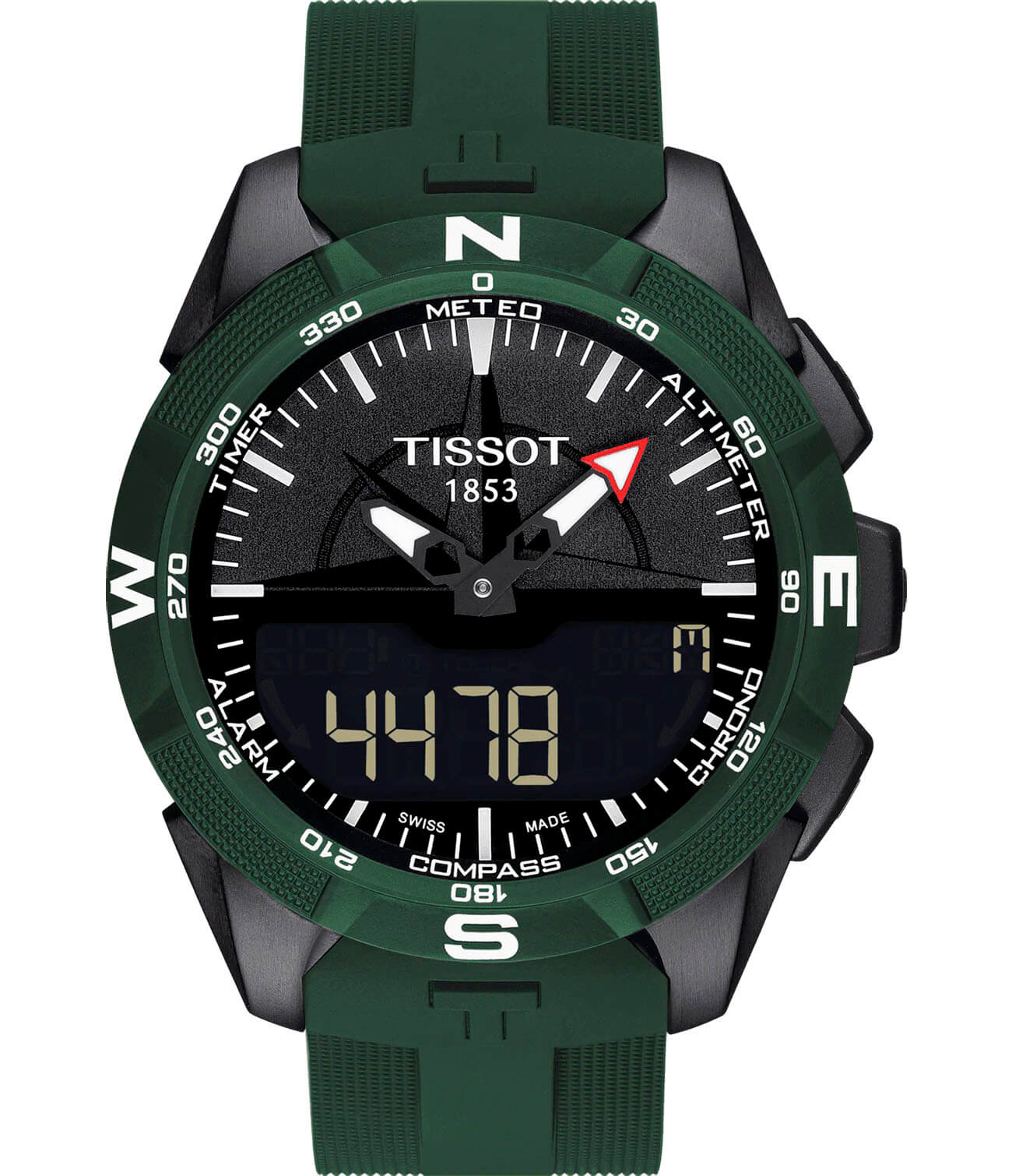 Tissot Tissot T-Touch Expert Solar II T110.420.47.051.00 T Touch T1104204705100 кварцевые мужские часы черный циферблат, браслет силикон — вид спереди