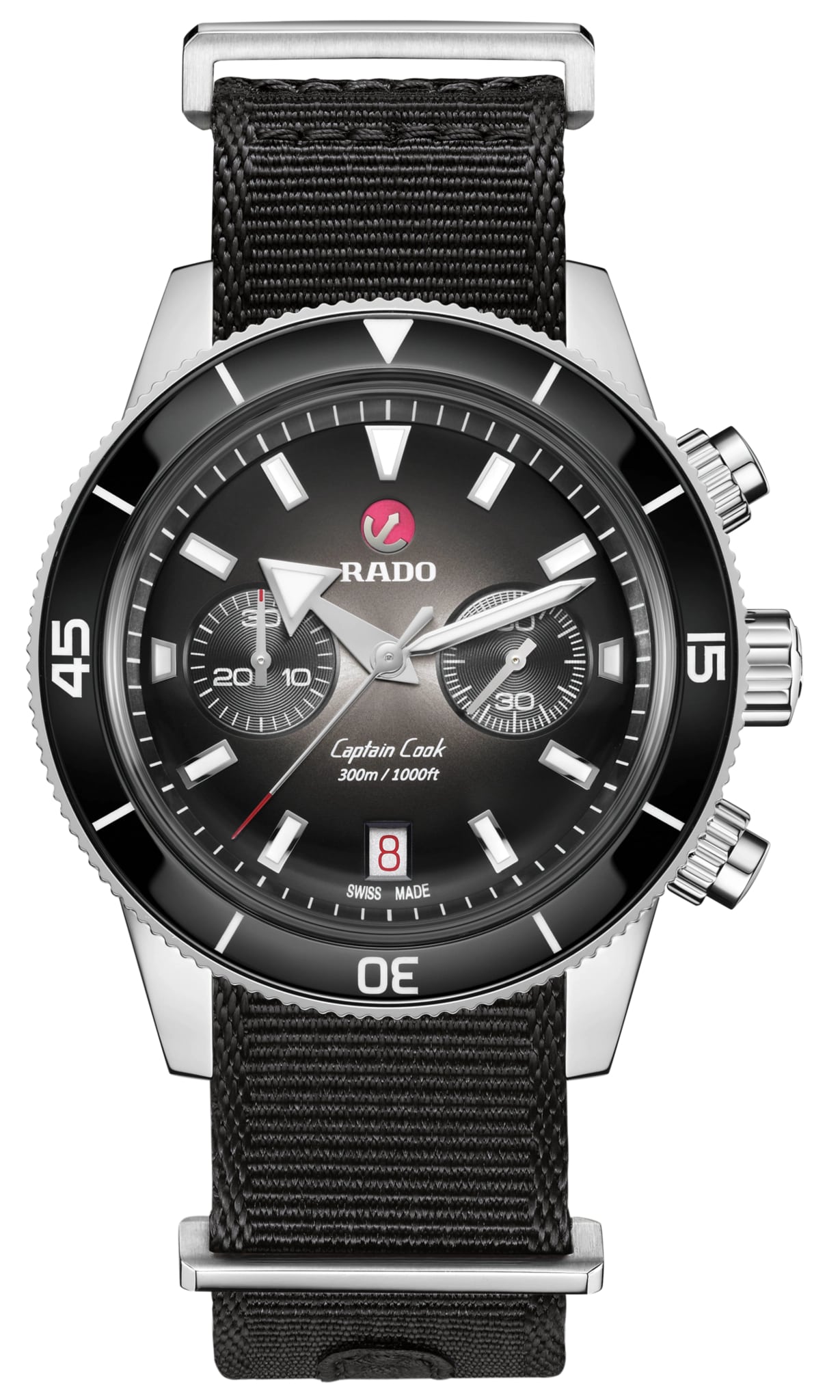 Rado Rado Captain Cook Automatic Chronograph R32145158 механические мужские часы часы крупный план черный циферблата