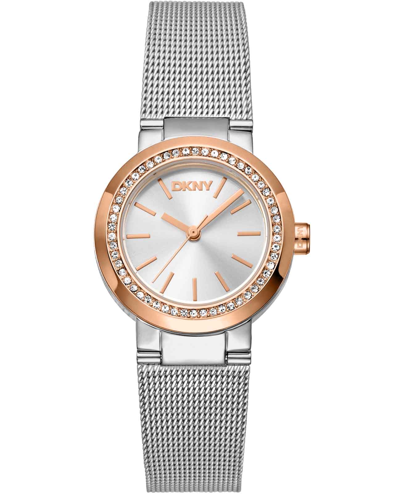 DKNY DKNY Eastside Mini DK1L024M0055  DK1L024M0055 кварцевые женские часы серебристый циферблат, браслет нержавеющая сталь — вид спереди