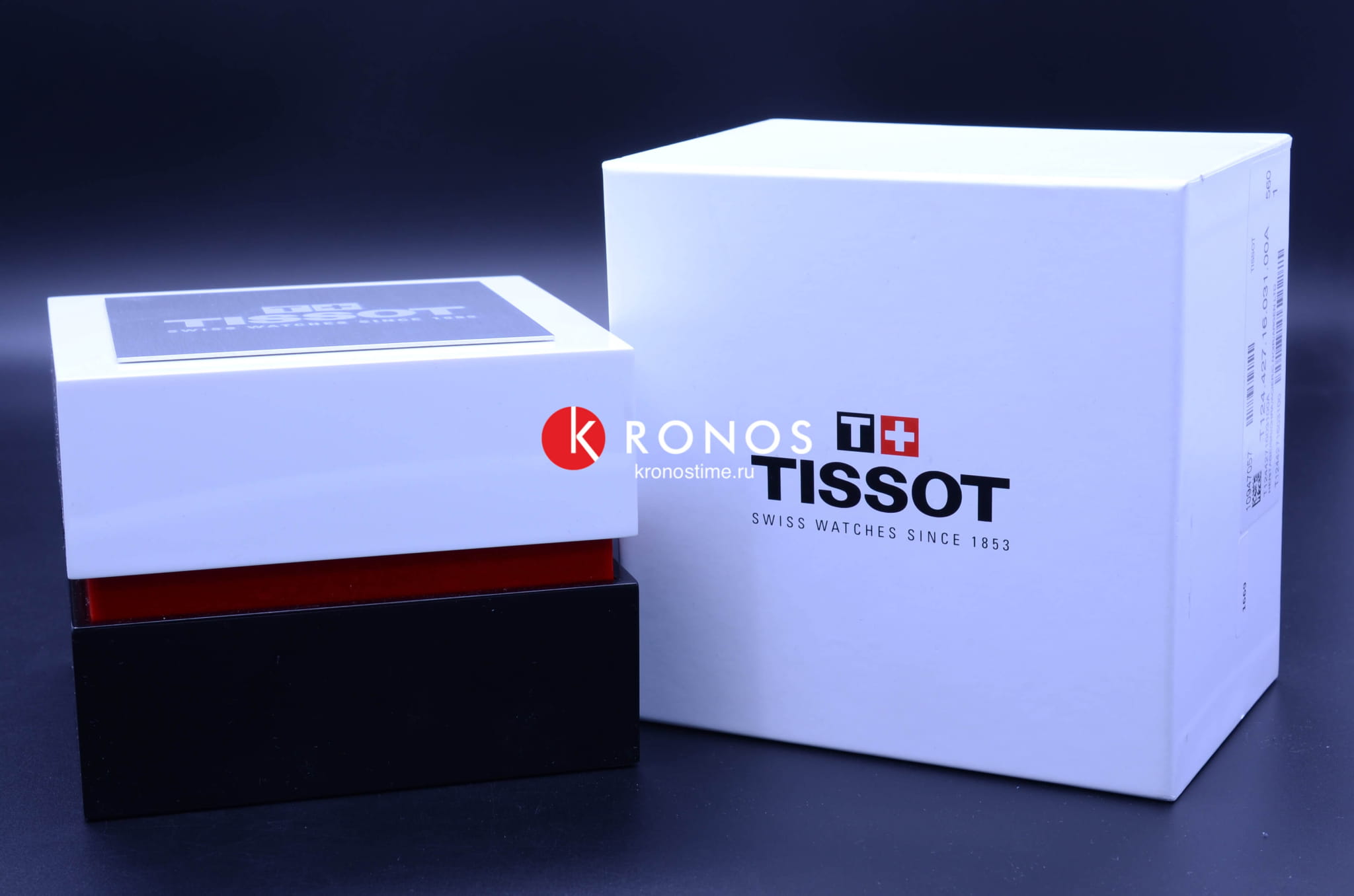 Боковая сторона корпуса Tissot Tissot Heritage 1973 T124.427.16.031.00 с заводной головкой и логотипом бренда