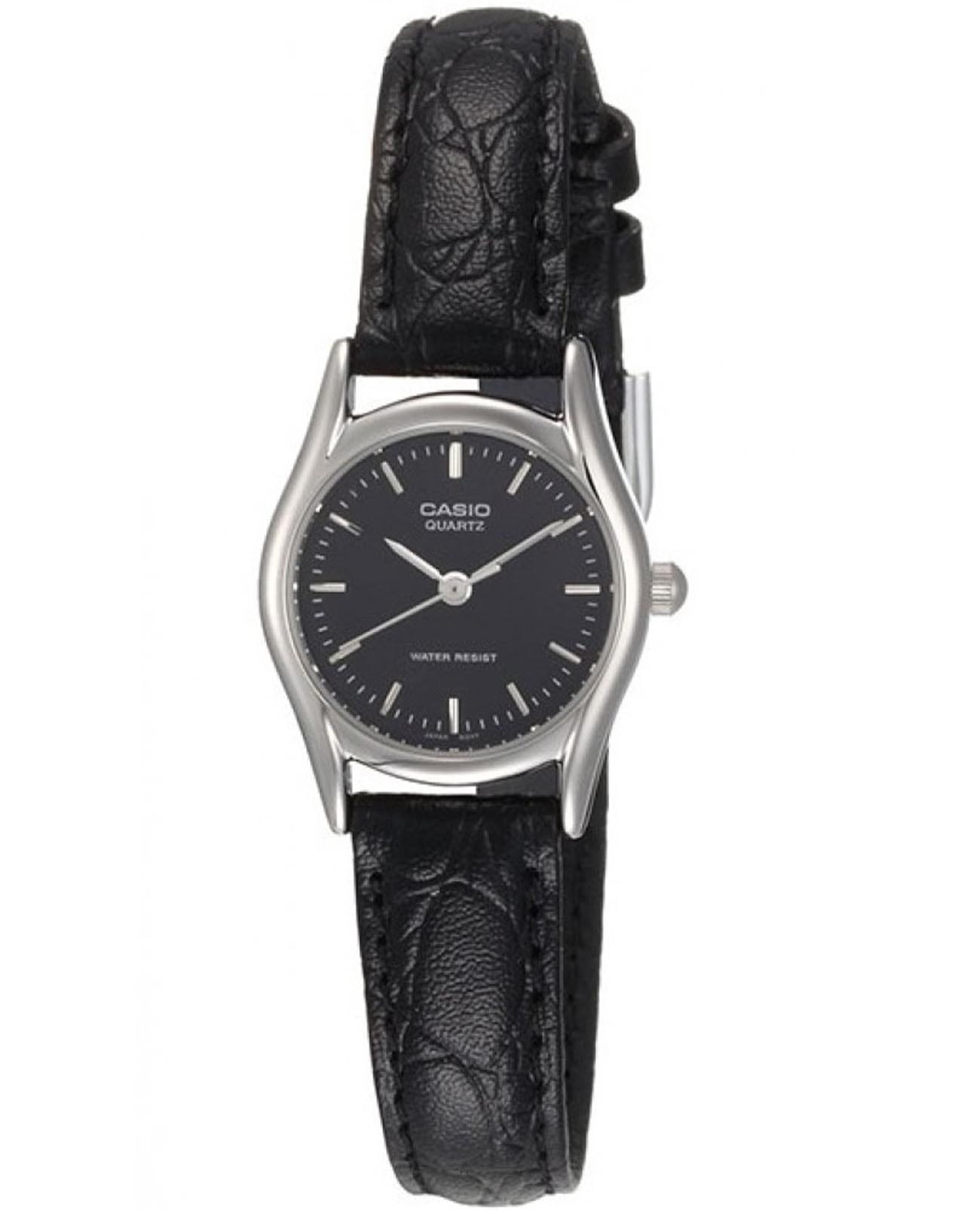 Casio Casio Collection LTP-1094E-1A  LTP-1094E-1A кварцевые женские часы черный циферблат, браслет кожаный — вид спереди