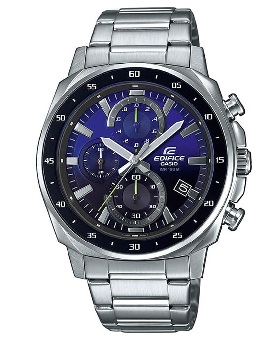 Casio Casio Edifice EFV-600D-2AVUDF (EFV-600D-2A) EFV EFV-600D-2A кварцевые мужские часы синий циферблат, браслет нержавеющая сталь — вид спереди